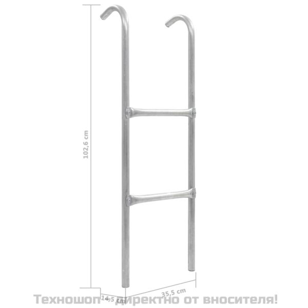 Стълба за батут с 2 стъпала, стомана, сребриста, 102,6 см