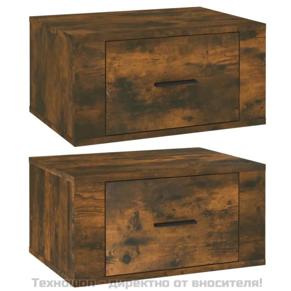 Нощни шкафчета за стенен монтаж, 2 бр, опушен дъб, 50x36x25 см