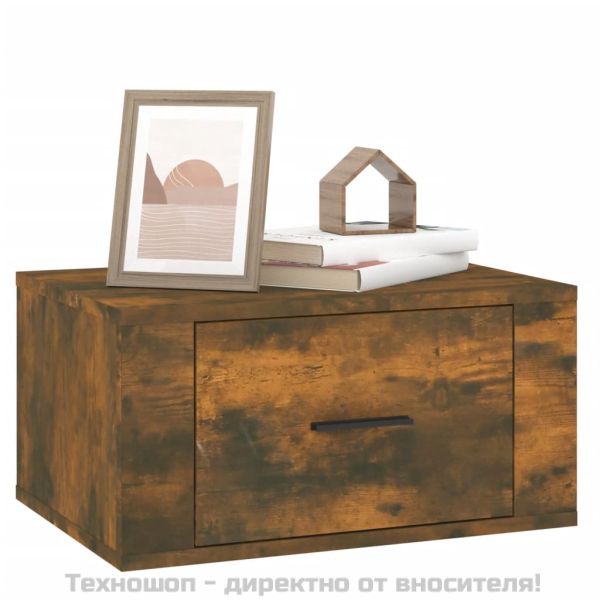 Нощни шкафчета за стенен монтаж, 2 бр, опушен дъб, 50x36x25 см