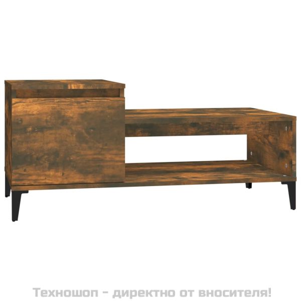 Кафе маса, опушен дъб, 100x50x45 см, инженерно дърво