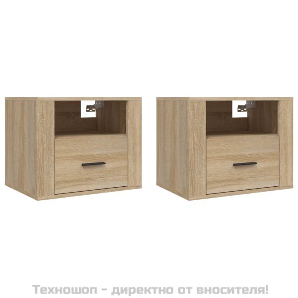 Нощни шкафчета за стенен монтаж, 2 бр, сонома дъб, 50x36x40 см