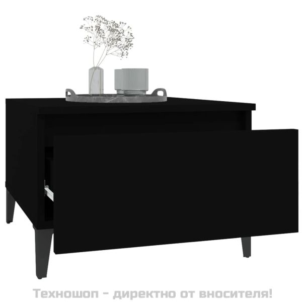 Странична маса, черна, 50x46x35 см, инженерно дърво