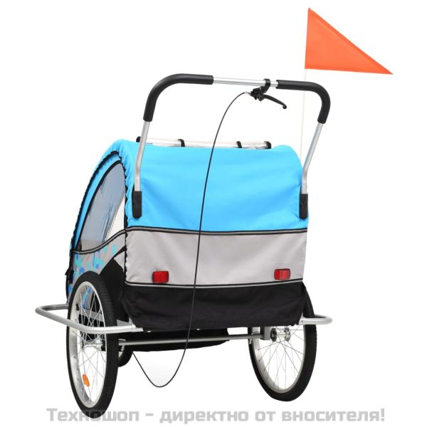 2-в-1 спортно ремарке за велосипеди, синьо и сиво