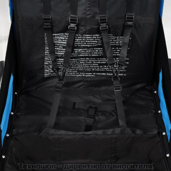 2-в-1 спортно ремарке за велосипеди, синьо и сиво