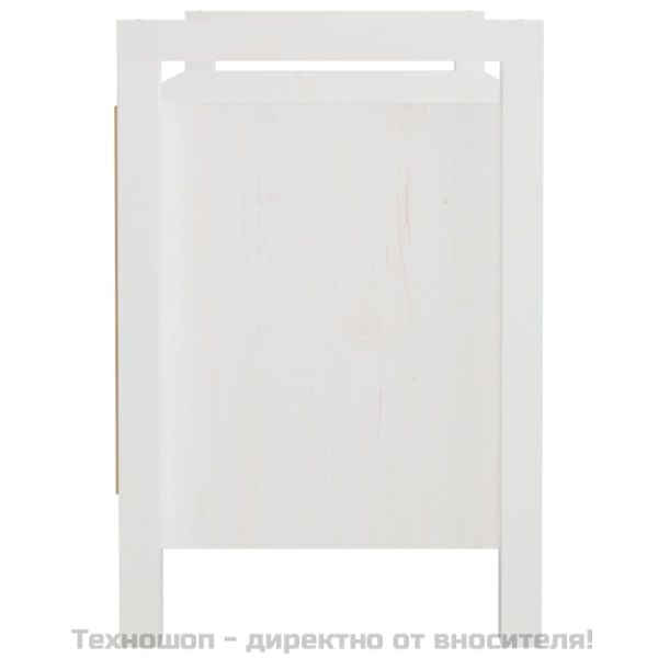 Пейка за антре, бяла, 80x40x60 см, борово дърво масив
