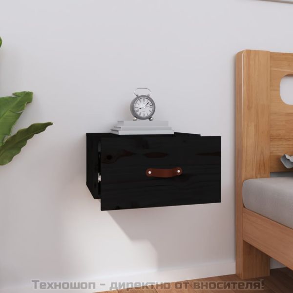 Нощно шкафче за стенен монтаж, черно 40x29,5x22 см