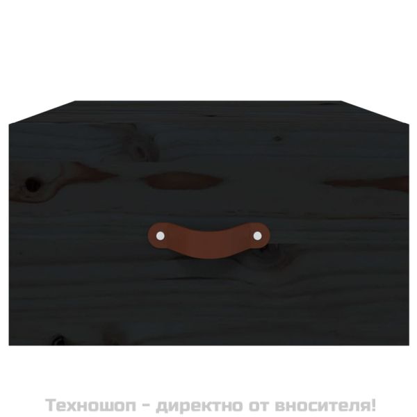 Нощно шкафче за стенен монтаж, черно 40x29,5x22 см