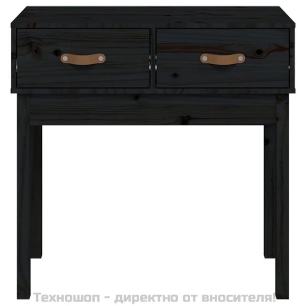 Конзолна маса черна 76,5x40x75 см борово дърво масив