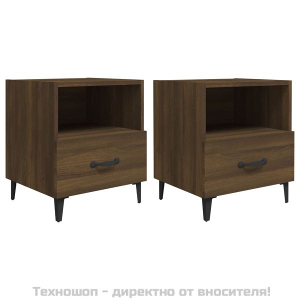 Нощни шкафчета, 2 бр, Кафяв дъб, инженерно дърво