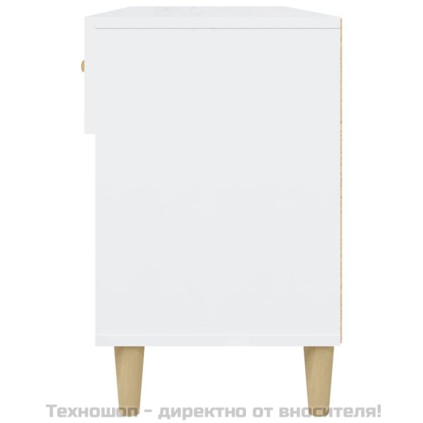 Шкаф за обувки, бял гланц, 102x35x55 см, инженерно дърво