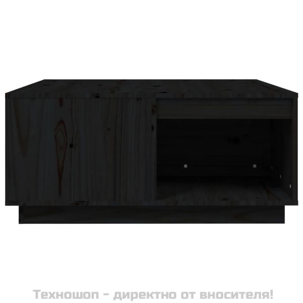 Кафе маса, черно, 80x81x36,5 см, борово дърво масив