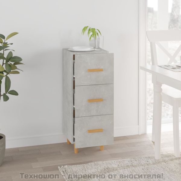 Сайдборд, бетонно сив, 34,5x34x90 см, инженерно дърво