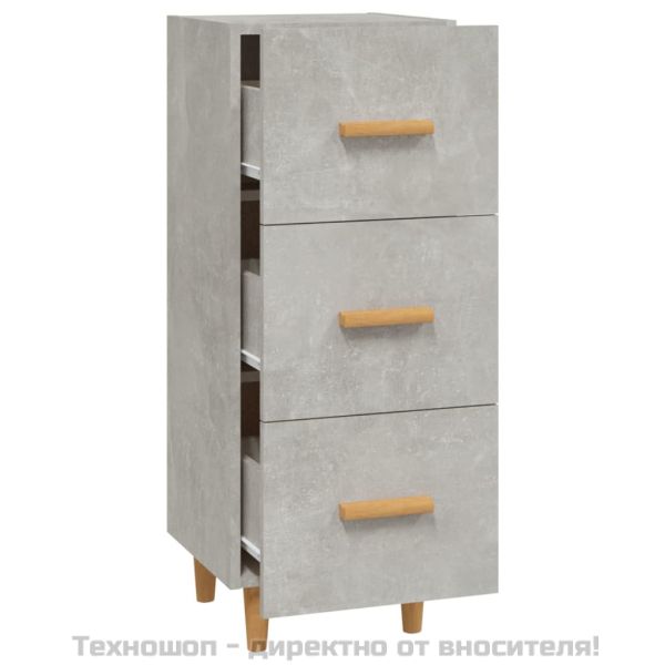 Сайдборд, бетонно сив, 34,5x34x90 см, инженерно дърво