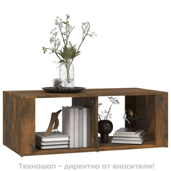 Кафе маса, опушен дъб, 100x50x36 см, инженерно дърво