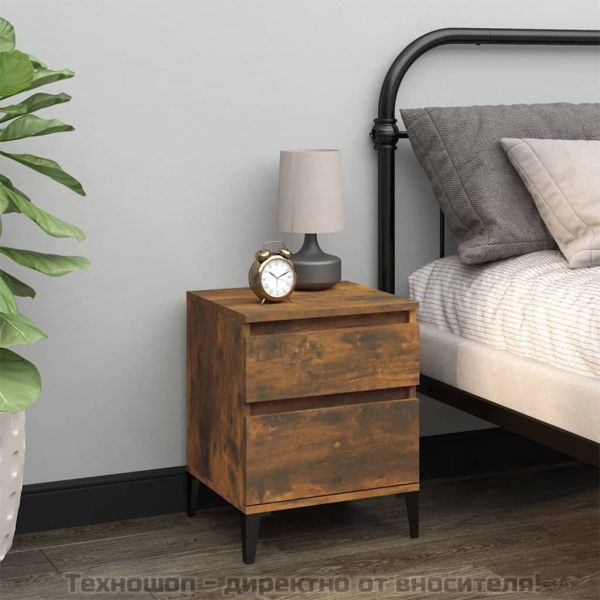 Нощни шкафчета 2 бр опушен дъб 40x35x50 см