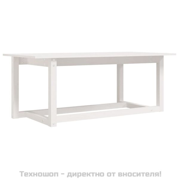 Кафе маса, бяла, 110x55x45 см, борово дърво масив