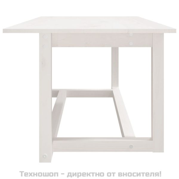 Кафе маса, бяла, 110x55x45 см, борово дърво масив