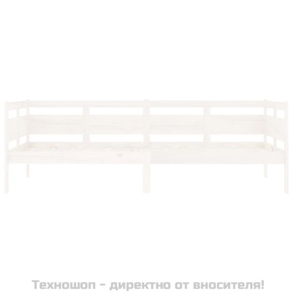 Дневно легло без матрак, бял, борово дърво масив, 90x200 см