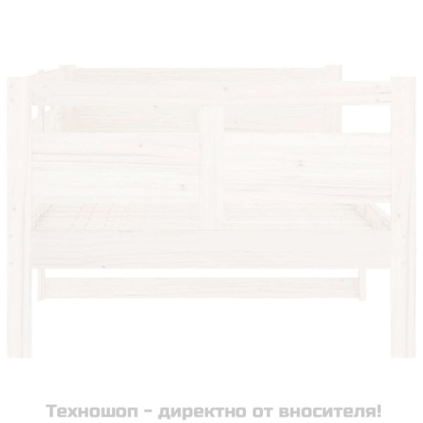 Дневно легло без матрак, бял, борово дърво масив, 90x200 см