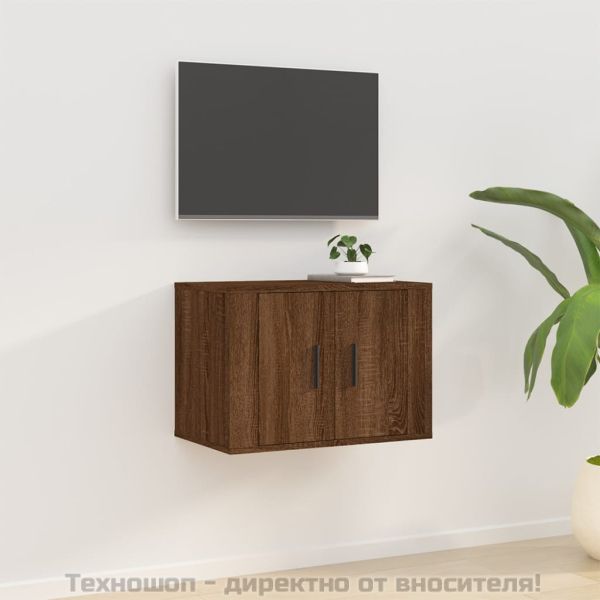 ТВ шкаф за стенен монтаж, кафяв дъб, 57x34,5x40 см