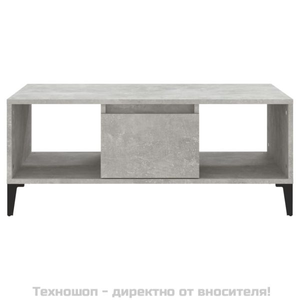 Маса за кафе, бетонно сива, 90x50x36,5 см, инженерно дърво