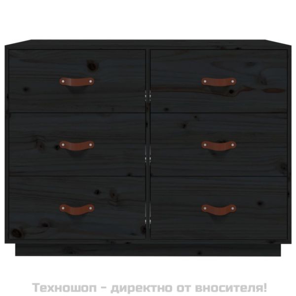 Сайдборд, черен, 100x40x75 см, бор масив