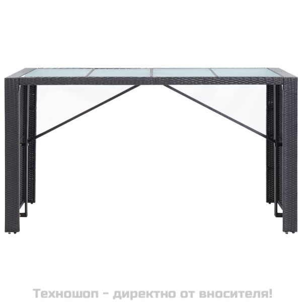 Градински бар комплект, 9 части, черен полиратан