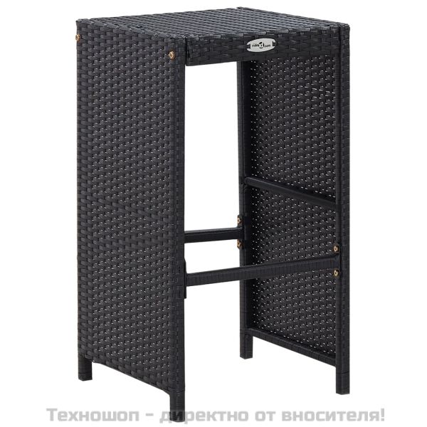 Градински бар комплект, 9 части, черен полиратан