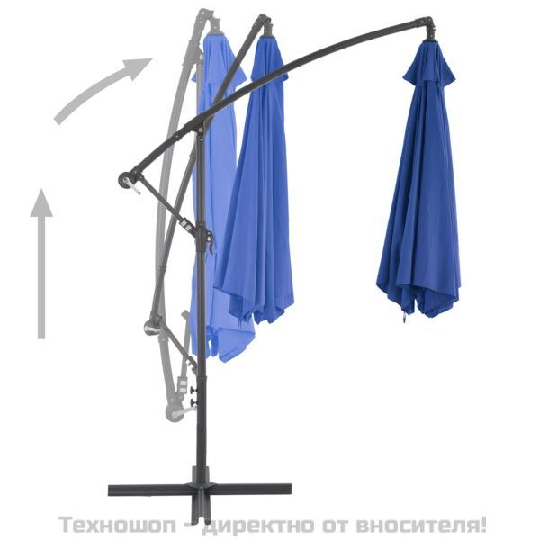 Конзолен градински чадър с алуминиев прът, 300 см, син