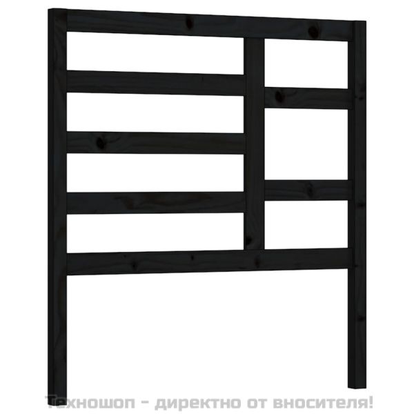 Горна табла за легло, черна, 81x4x104 см, бор масив