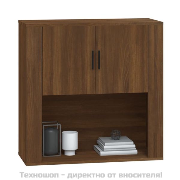Стенен шкаф, кафяв дъб, 80x33x80 см, инженерно дърво