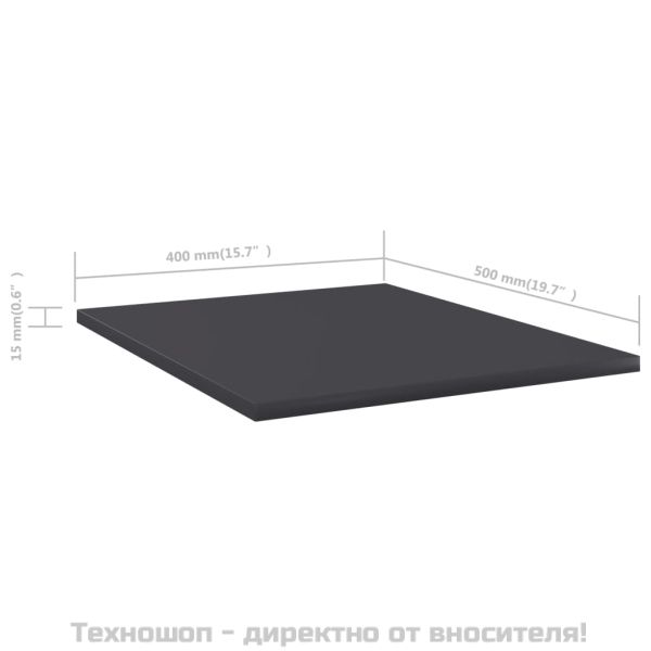 Рафтове за етажерка, 8 бр, сиви, 40x50x1,5 см, инженерно дърво