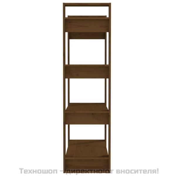 Библиотека/разделител за стая, меденокафява, 80x35x125 см, бор