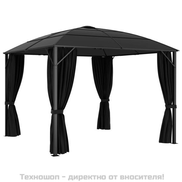 Градинска шатра със завеси, 300x300x265 см, антрацит