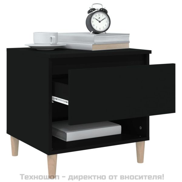 Нощна масичка, черна, 50x46x50 см, инженерно дърво