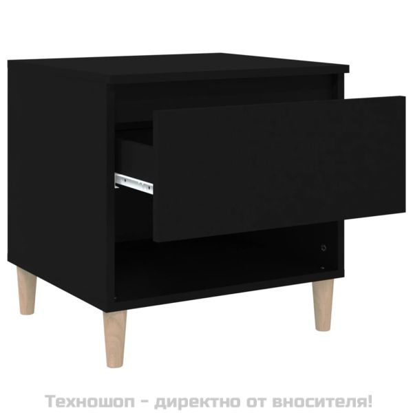 Нощна масичка, черна, 50x46x50 см, инженерно дърво