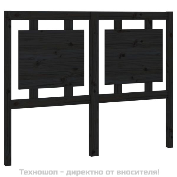 Горна табла за легло, черна, 125,5x4x100 см, бор масив