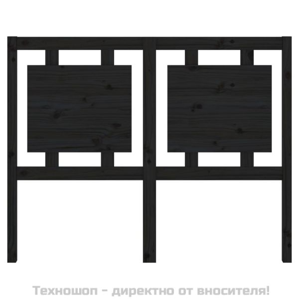 Горна табла за легло, черна, 125,5x4x100 см, бор масив