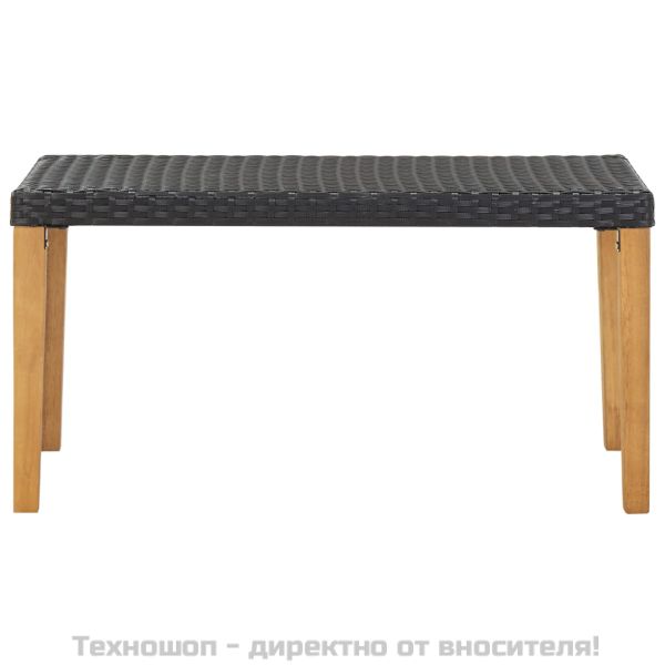 Градинска пейка, 120 см, черна, полиратан и акация масив