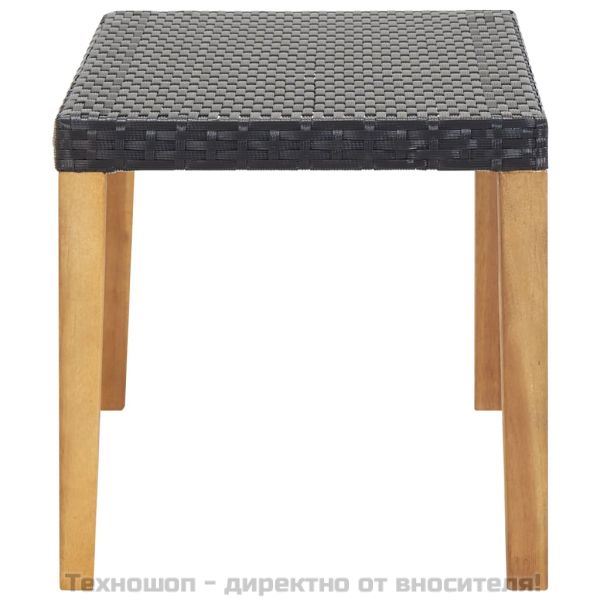 Градинска пейка, 120 см, черна, полиратан и акация масив