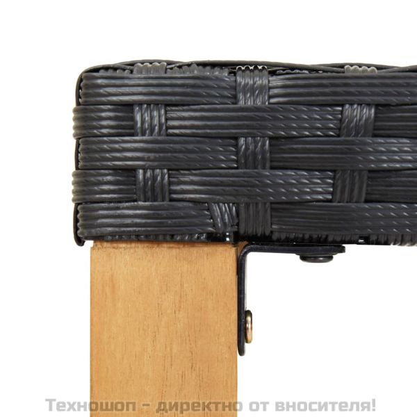 Градинска пейка, 120 см, черна, полиратан и акация масив