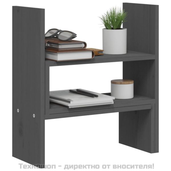 Поставка за монитор, сива, (39-72)x17x43 см, бор масив