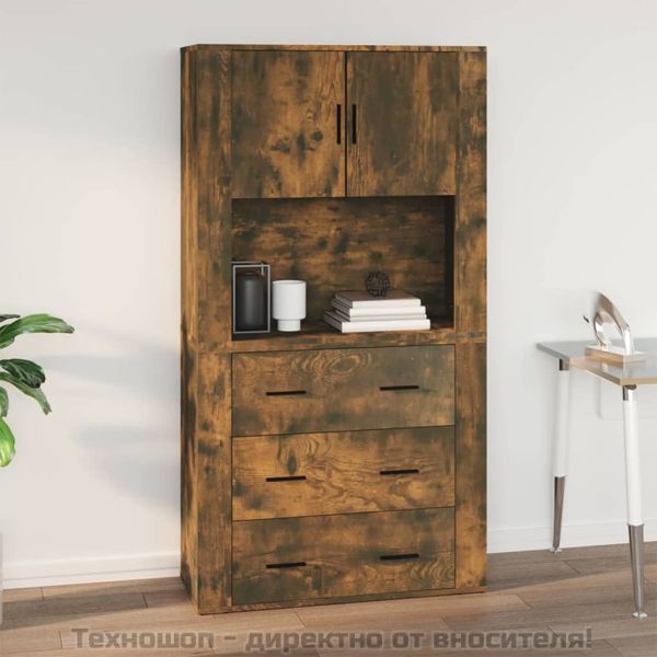 Стенен шкаф, опушен дъб, 80x33x80 см, инженерно дърво