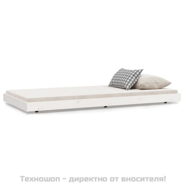 Рамка за легло без матрак, бял, 75x190 см, борово дърво масив