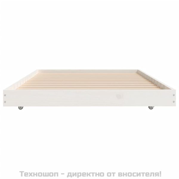 Рамка за легло без матрак, бял, 75x190 см, борово дърво масив
