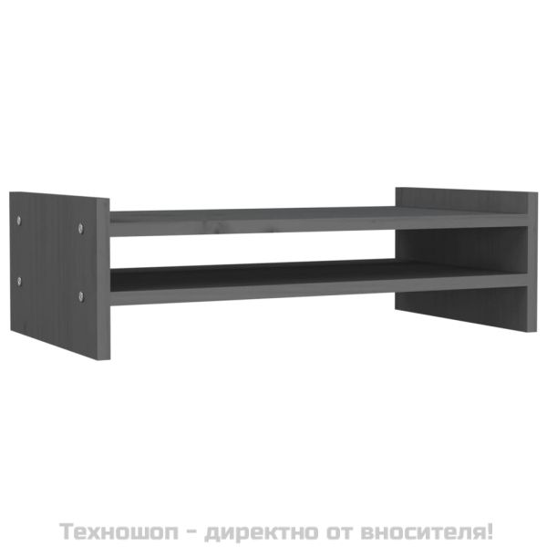 Поставка за монитор, сива, 50x27x15 см, бор масив