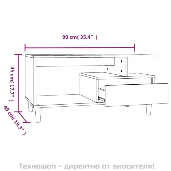 Маса за кафе, кафяв дъб, 90x49x45 см, инженерно дърво