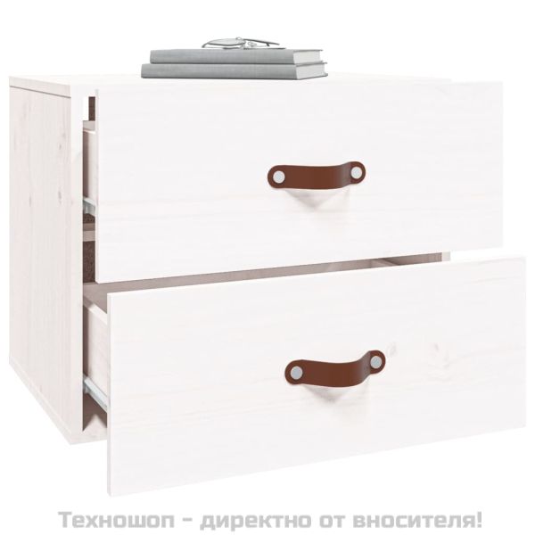 Нощни шкафчета за стенен монтаж, 2 бр, бели, 50x36x40 см