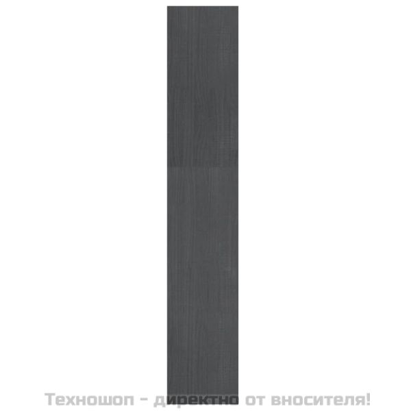 Библиотека/разделител за стая, сива, 100x30x167,5 см, бор масив