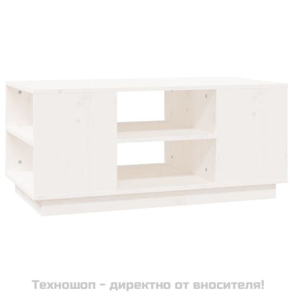 Кафе маса, бяла, 90x49x40,5 см, борово дърво масив